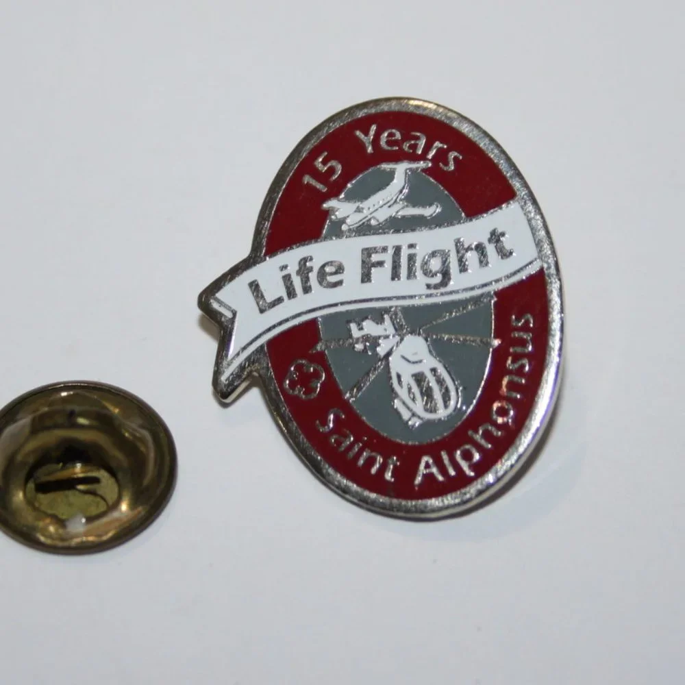 🔴🚁 Silver + Red “15 Years Life Flight” Lapel Pin · 1